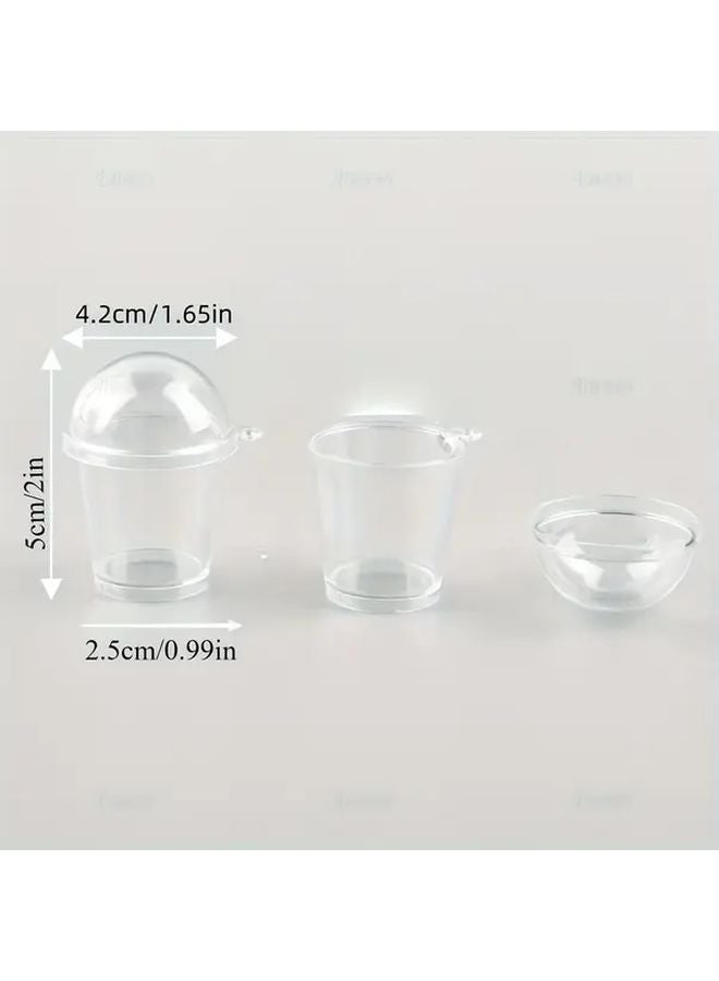 50pcs Clear Plastic Mini Cups With Dome Lids Food Safe Disposable Keychain Cups - Image 2